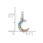 Sterling Silver Rhodium-plated Rainbow Crystal Moon Children's Pendant - Image 4