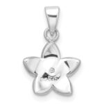 Sterling Silver Rhod-plated Pink Enamel & CZ Flower Children's Pendant - Image 3