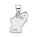 Sterling Silver RH-plated Pink Enamel & CZ Elephant Children's Pendant - Image 3