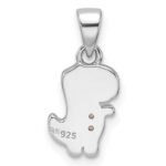 Sterling Silver RH-plated Pink Enamel & CZ Dinosaur Children's Pendant - Image 3