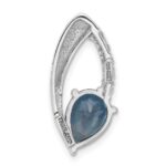 Sterling Silver Rhodium-plated London Blue Topaz and CZ Chain Slide - Image 3
