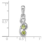 Sterling Silver Rhodium-plated Peridot and CZ Swirl Pendant - Image 4