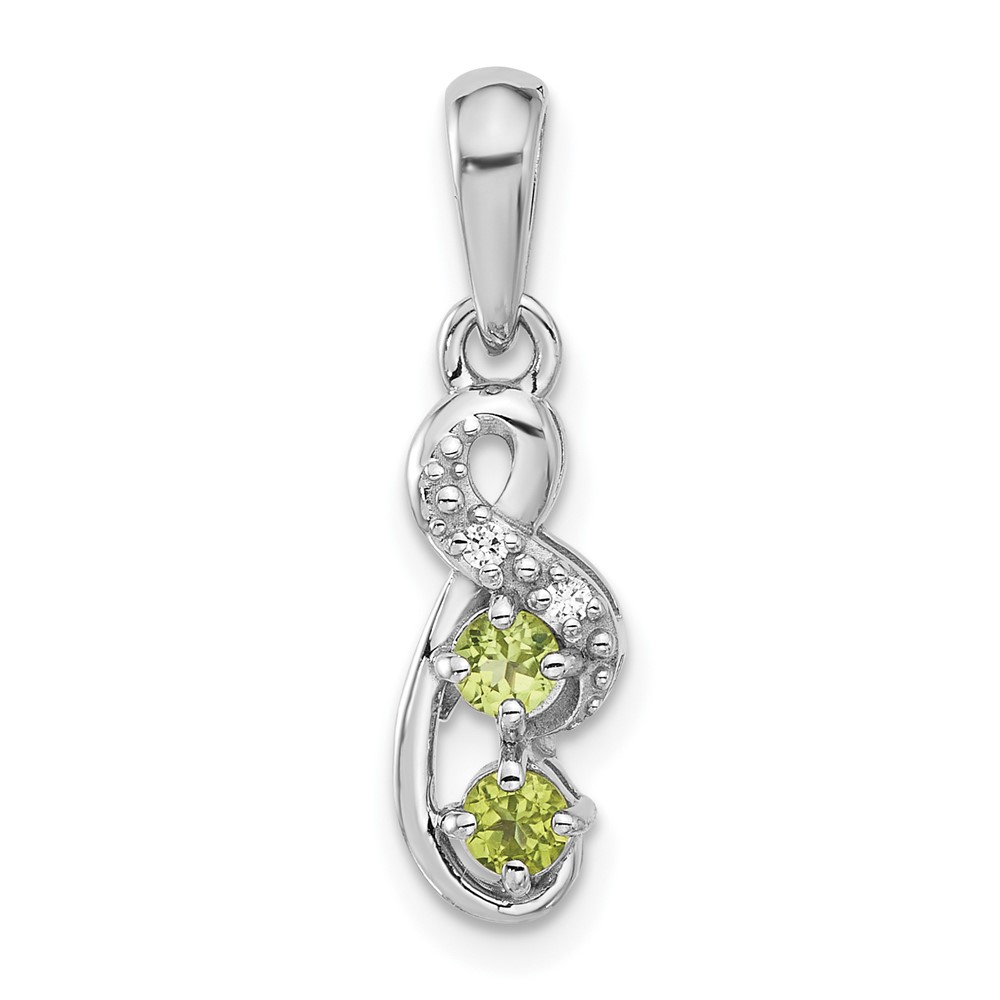 QP5862PE.jpg Sterling Silver Rhodium-plated Peridot and CZ Swirl Pendant - Image 1
