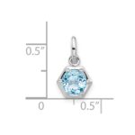 Sterling Silver Rh-plated Polished Solitaire Sky Blue Topaz Charm Pendant - Image 4