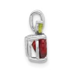 Sterling Silver Rhodium-plated Garnet and Peridot Apple Pendant - Image 2