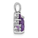 Sterling Silver Rhodium-plated Polished Amethyst Paw Pendant - Image 2