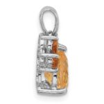 Sterling Silver Rhodium-plated Polished Citrine Paw Pendant - Image 2