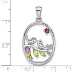 Sterling Silver Rhodium-plated Rainbow Multi Gemstone Bird Pendant - Image 4