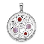 Sterling Silver Rhodium Amethyst Garnet and White Topaz Circle Pendant - Image 3