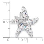 Sterling Silver Rhodium-plated Polished White Crystal Starfish Pendant Chain Slide - Image 4
