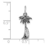 Sterling Silver Rhodium-plated Antiqued Palm Tree and Surfboard Pendant - Image 4