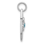 Sterling Silver Rhodium-plated Polished Blue Enamel Turtle Surfboard Pendant - Image 2