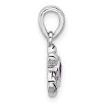 Sterling Silver Rhodium-plated Polished and Antiqued Crystal February Birthstone Turtle Pendant - Image 2