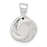 Sterling Silver Polished and Textured CZ Knot Pendant - Image 3