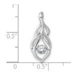 Sterling Silver Rhodium-plated Dangle Vibrant Moving CZ Open Teardrop Swirl Pendant - Image 4