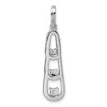 Sterling Silver Rhodium-plated 3-Stone CZ Dangle Pendant - Image 3
