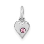 Sterling Silver Madi K Rhodium-plated Pink Crystal Heart Childrens Pendant