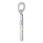 Sterling Silver Rhodium-plated Polished Rainbow Nano Crystals Childrens Cross Pendant - Image 2