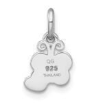 Sterling Silver Rhodium-plated Polished Green/Yellow/Orange/Red Enamel Butterfly And Heart Childrens Pendant - Image 3