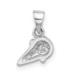 Sterling Silver Rhodium-plated Children's Pink and Brown Enamel with CZ Ice Cream Cone Pendant - Image 3