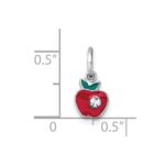 Sterling Silver Madi K Rhodium-plated Enameled Red Apple with Crystal Childrens Pendant - Image 4