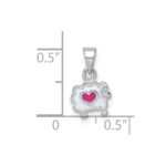 Sterling Silver Rhodium-plated Children's White and Pink Enamel Sheep with Heart Pendant - Image 4