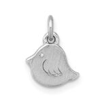 Sterling Silver Rhodium-plated Brushed Little Bird Pendant