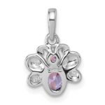 Sterling Silver Rhodium-plated Polished Pink And Purple CZ Butterfly Pendant - Image 3