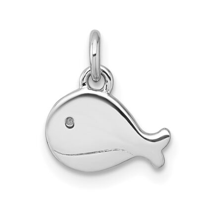 Sterling Silver Rhodium-plated Polished Whale Pendant