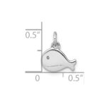 Sterling Silver Rhodium-plated Polished Whale Pendant - Image 4