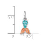 Sterling Silver Madi K Rhodium-plated Enameled Mermaid Tail Childrens Pendant - Image 4