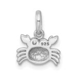 Sterling Silver Rhodium-plated Polished Black Enamel and White CZ Crab Childrens Pendant - Image 3