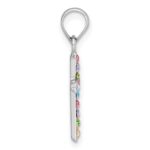 Sterling Silver Rhodium-plated Polished Pink/Blue/Green/Purple Crystal Childrens Cross Pendant - Image 2