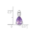Sterling Silver Rhodium-plated Polished Pear Amethyst Teardrop Chain Slide Pendant - Image 4