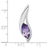 Sterling Silver Rhodium-plated Polished Marquise Amethyst Drop Chain Slide Pendant - Image 4