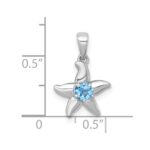 Sterling Silver Rhodium-plated Polished Light Swiss Blue Topaz Starfish Pendant - Image 4