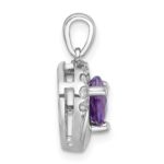 Sterling Silver Rhodium-plated Polished Fancy Amethyst and White Topaz Heart Pendant - Image 2