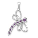 Sterling Silver Rhodium-plated Polished Amethyst Dragonfly Pendant - Image 3