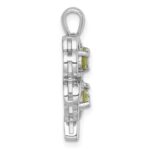 Sterling Silver Rhodium-plated Polished Peridot and White Topaz 4-Leaf Clover Pendant - Image 2