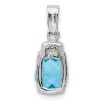 Sterling Silver Rhodium-plated Blue CZ Pendant - Image 3