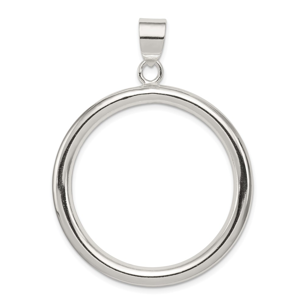 QP712.jpg Sterling Silver Rhodium-plated Circle Pendant - Image 1