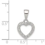 Sterling Silver Rhodium-plated CZ Heart Shape Pendant - Image 3