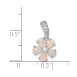 Sterling Silver Rhdoium Plated Opal Flower Pendant - Image 3