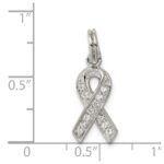 Sterling Silver Rhodium-plated CZ Awareness Ribbon Pendant - Image 3