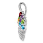 Sterling Silver RH Plated Multi-color CZ Basket Pendant and Pin - Image 2