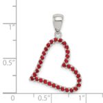 Sterling Silver Rhodium Plated Red CZ Heart Pendant - Image 4