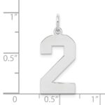 Sterling Silver/Rhodium-plated Polished Number 2 Charm - Image 3