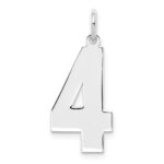 Sterling Silver/Rhodium-plated Polished Number 4 Charm