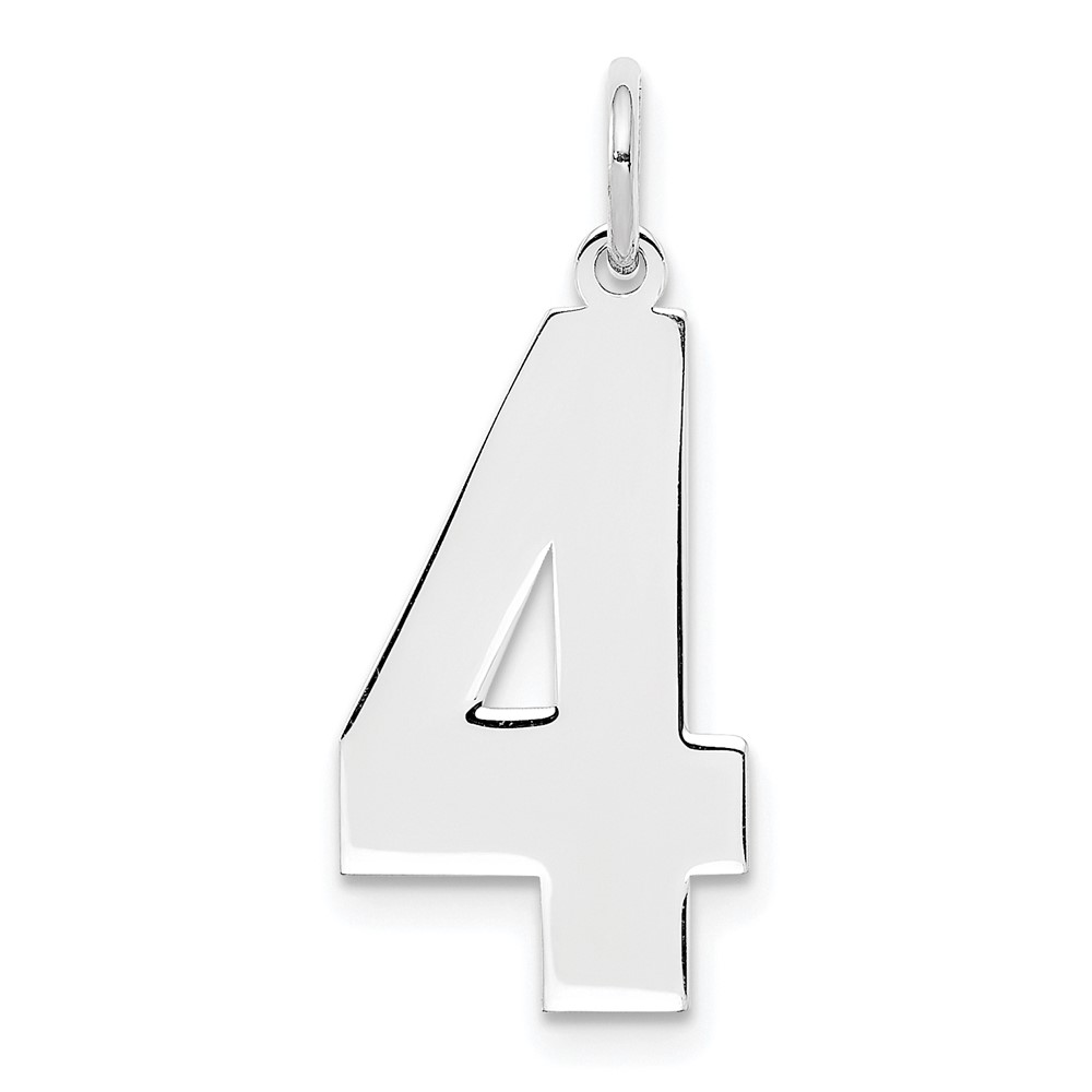 QPL04.jpg Sterling Silver/Rhodium-plated Polished Number 4 Charm - Image 1