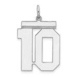 Sterling Silver/Rhodium-plated Polished Number 10 Charm